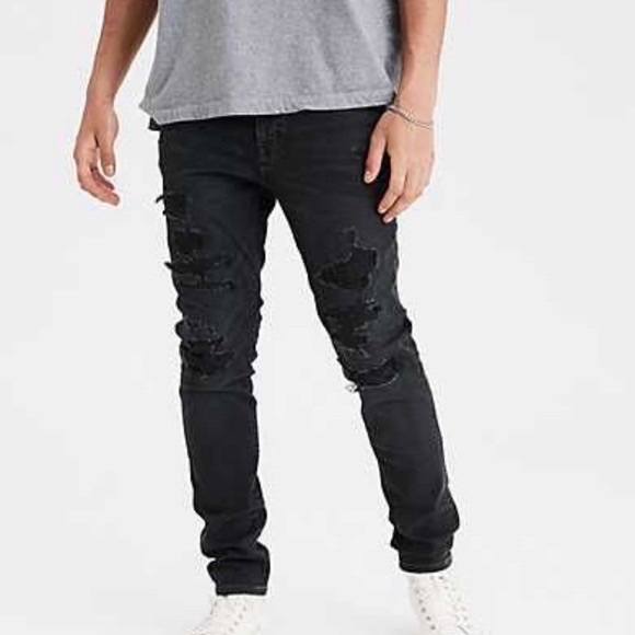 American Eagle Outfitters Other - American Eagle Men’s Young Money Flex Distressed Black Skinny Jeans Size 31X32
